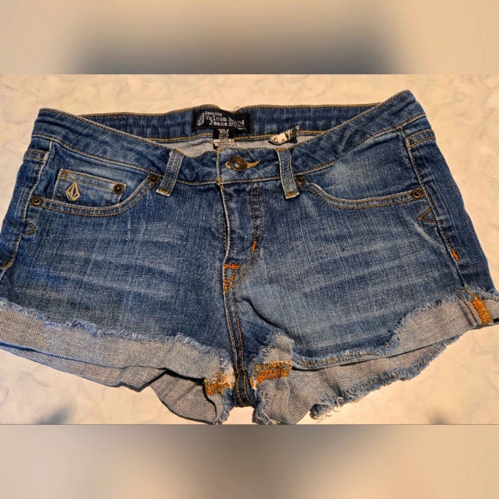Volcom Women's Blue Denim Cut Off Jean Shorts Ladies Size 9